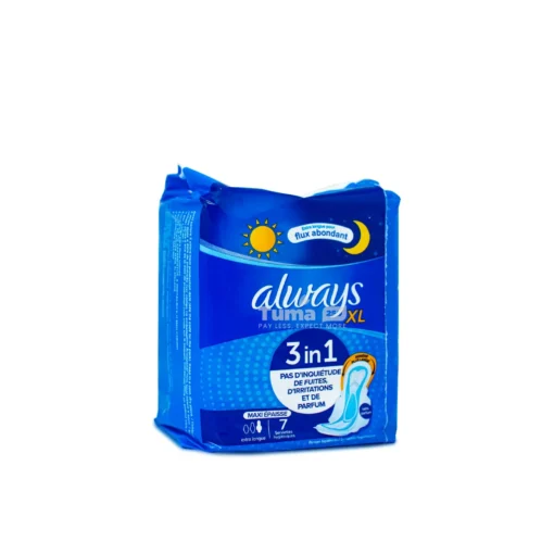Always Blue 3in1 Maxi Thick Extra-long Sanitary Single pads 7Pcs - Tuma 250