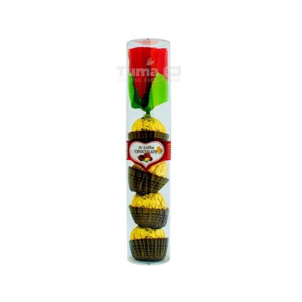 AiLisha Rose Cylinder Peanut Chocolate With Flower - (4pcs)