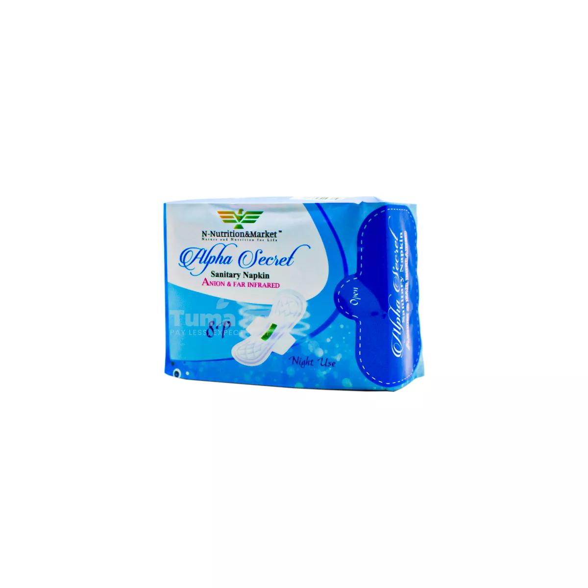 Alpha Secret Anion & Far Infrared Sanitary Napkin Night Use (8 Pack)