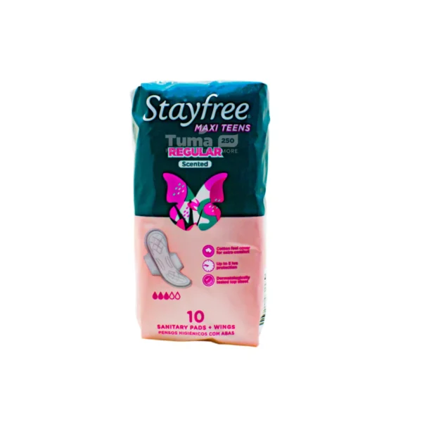 Stayfree Maxi Teens Regular Scented Sanitary Pads with Wings 10 Pack