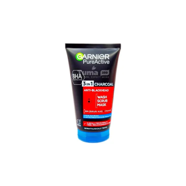 Garnier PureActive3in1 Charcoal Anti-Blackhead Wash Scrub Mask 150ml