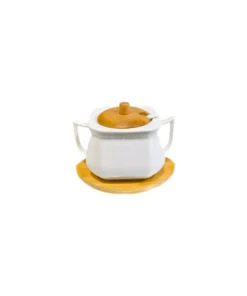 Sugar Pot With Bamboo Base