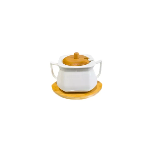 Sugar Pot With Bamboo Base