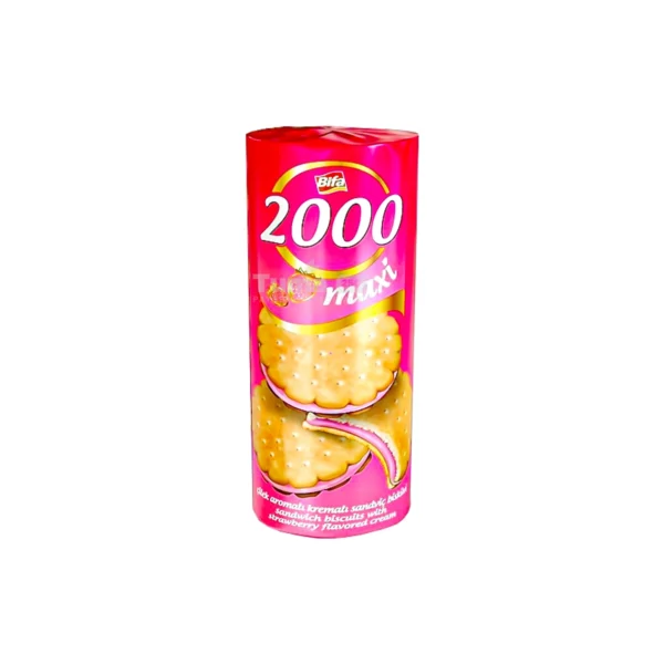 Bifa 2000 Maxi Strawberry Cream Sandwich Biscuits 500g