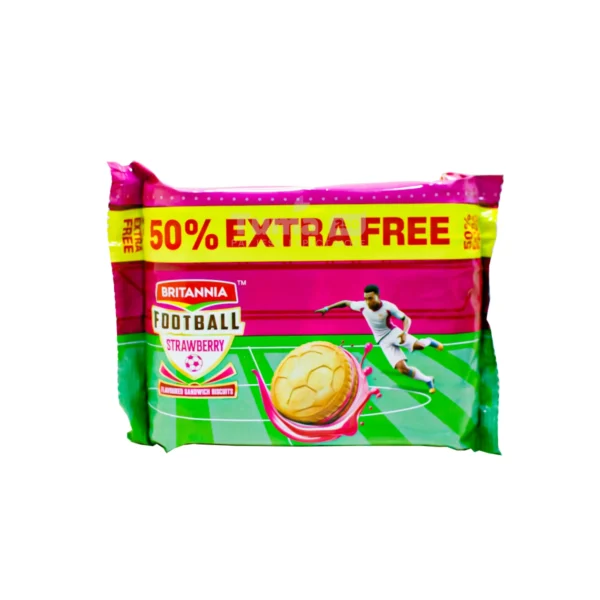 Britannia Football Strawberry Flavoured Sandwhich Biscuits 96g+ 50% Free