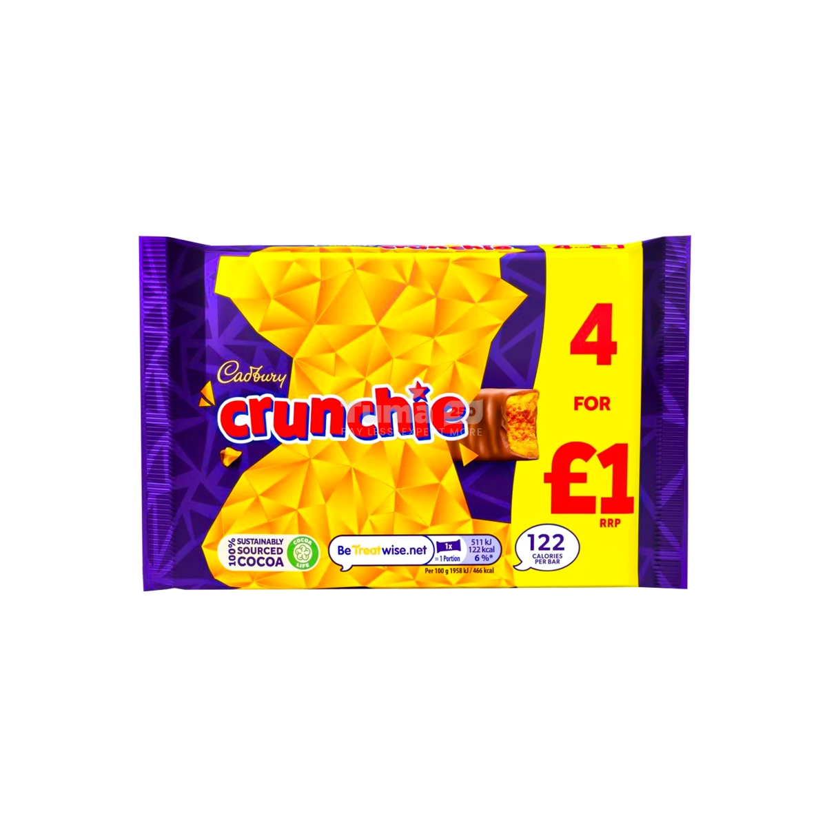 Cadbury Dairy Crunchie Chocolate Bar 4 Bars 104.4g