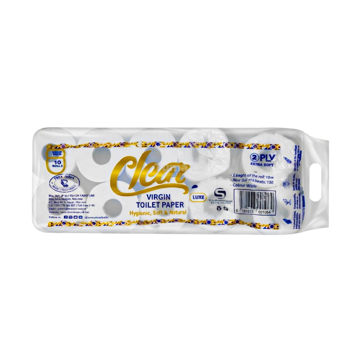 Clear Virigin Toilet Ppaer 2ply 10pcs