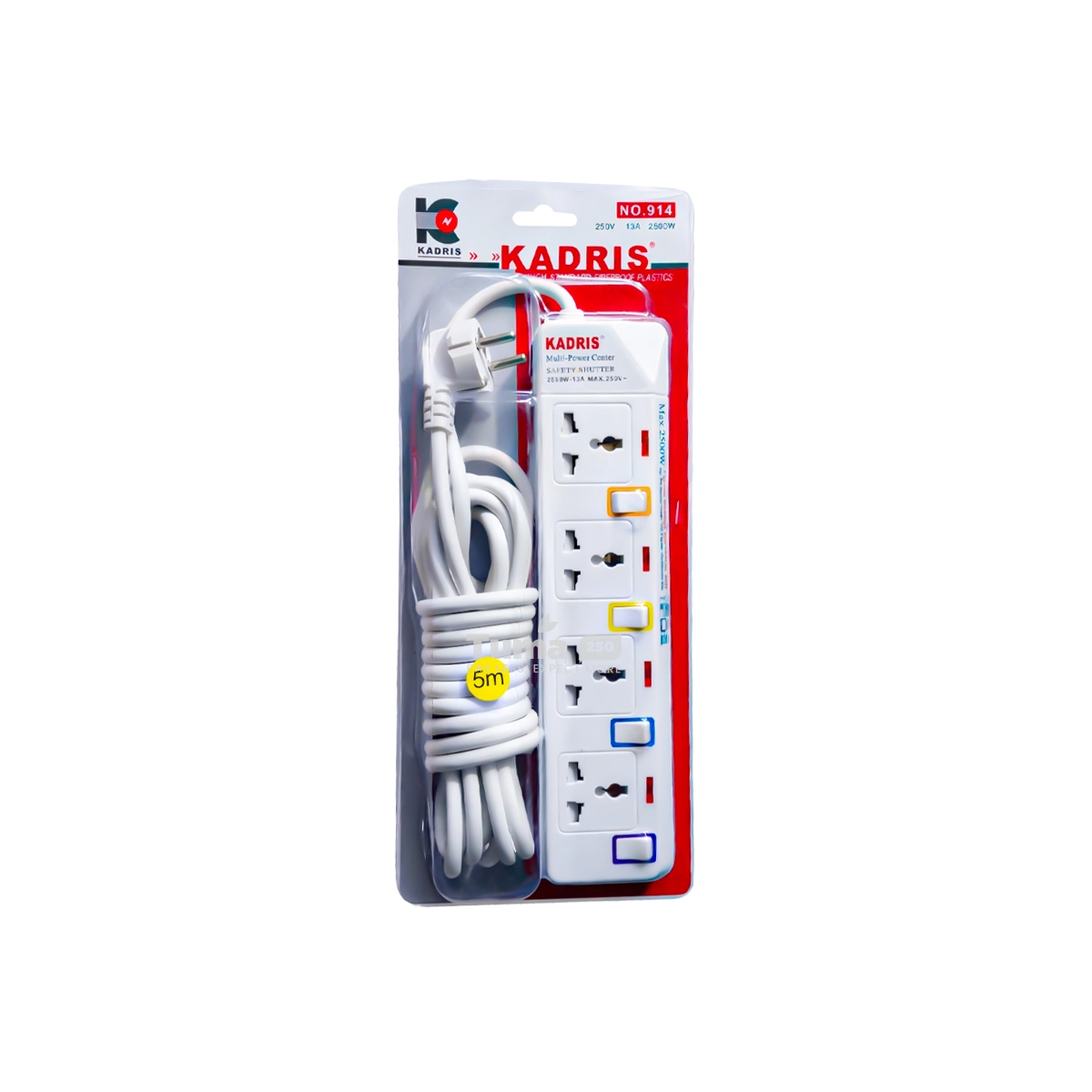 Kadris 4-Way Multi-Power Center Extension Socket 5m