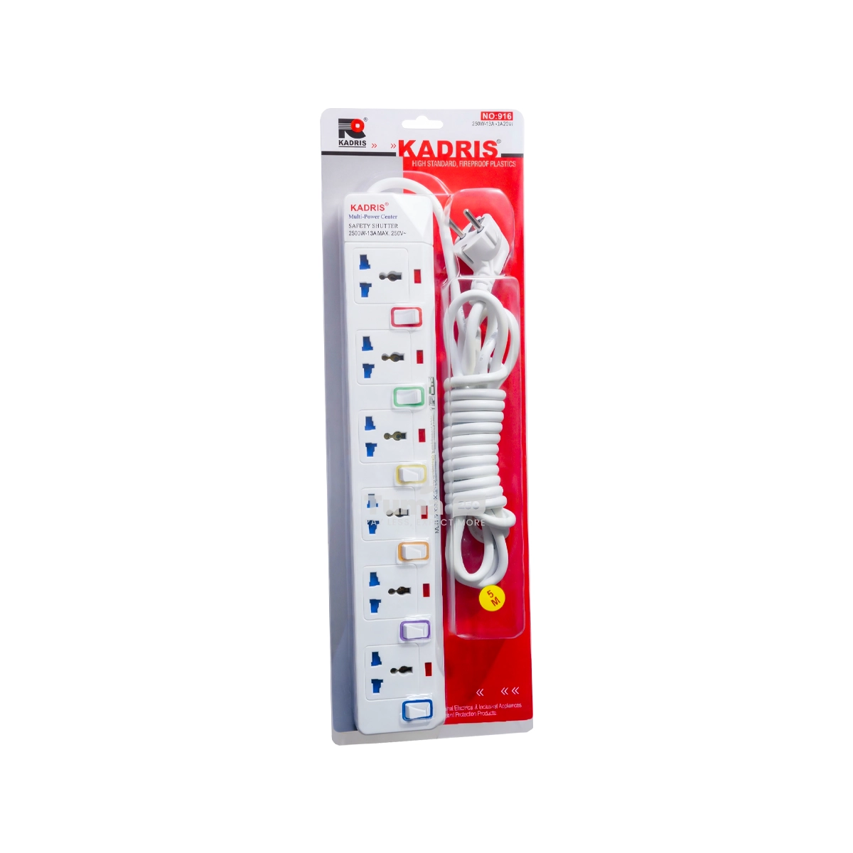 Kadris 6-Way Multi-Power Center Extension Socket 5m