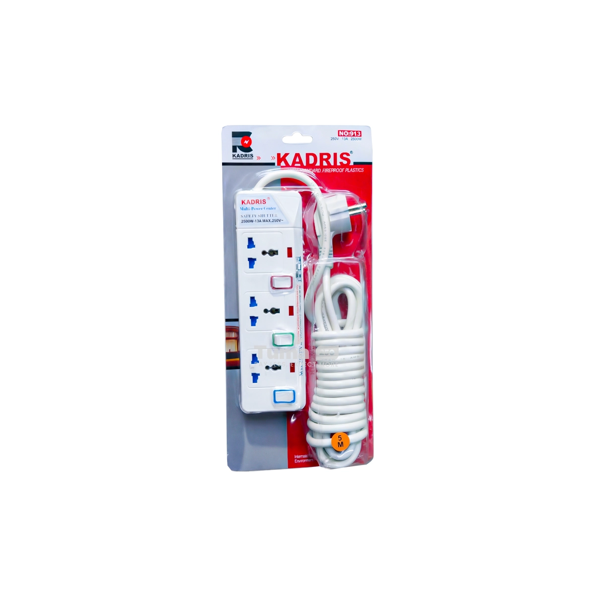Kadris 3-Way Multi-Power Center Extension Socket 5m